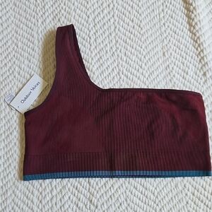 Outdoor Voices Burgundy One-Shoulder Top
